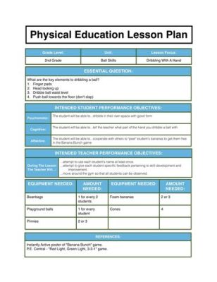 how to write lesson plan for physical education what's your favorite physical activity?